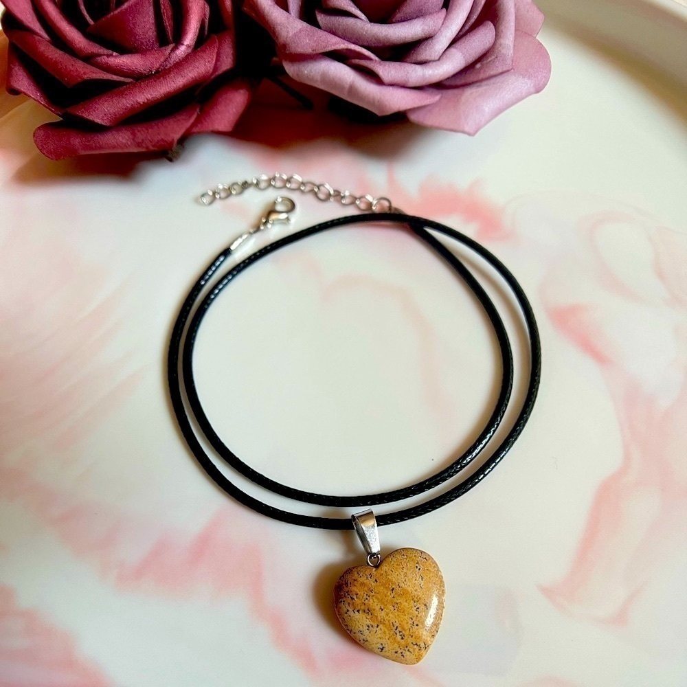 Natural Stone Heart Pendant Necklace
